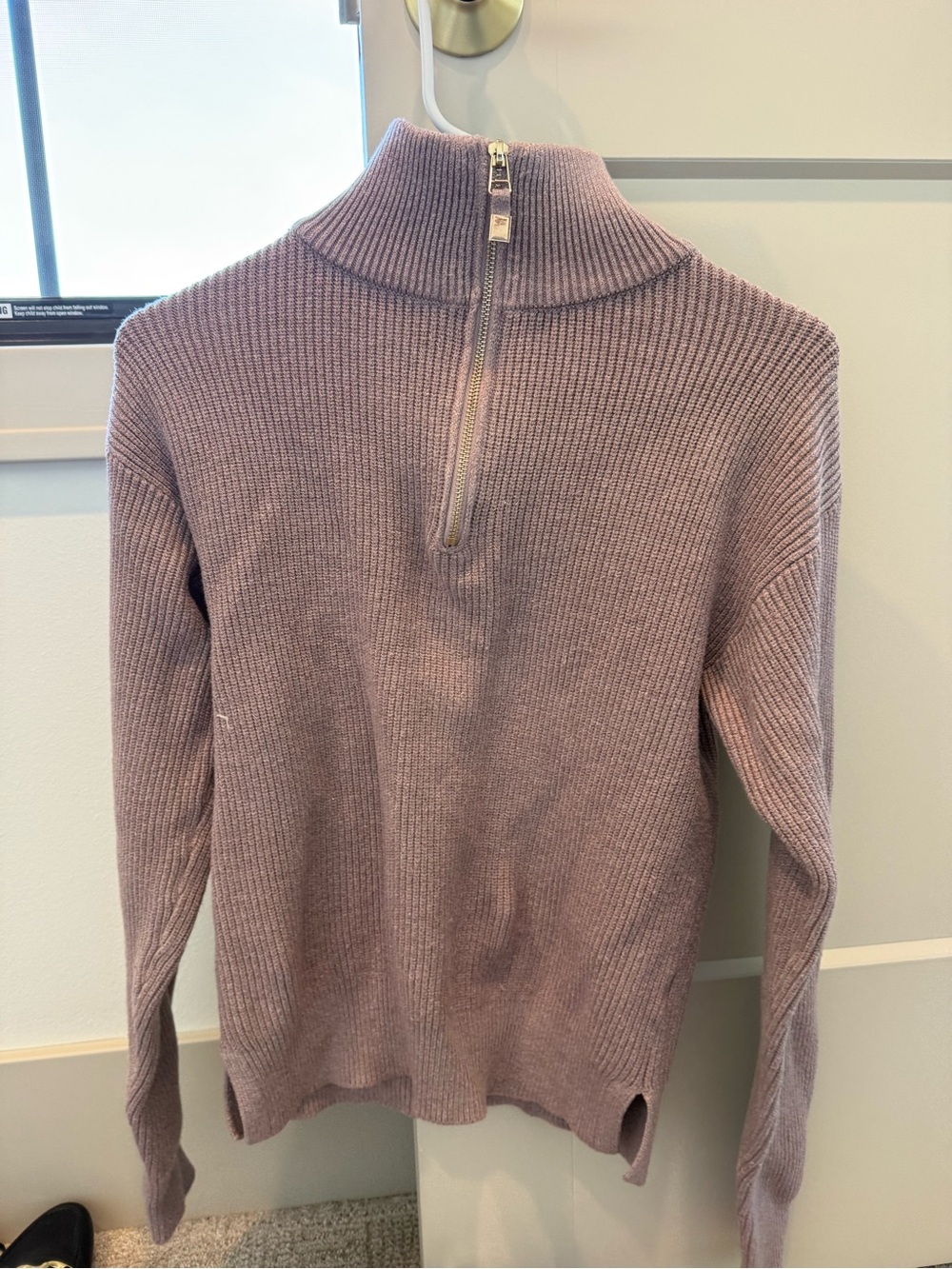 70Degrees Half-Zip Ribbed Sweater in Light Lavender